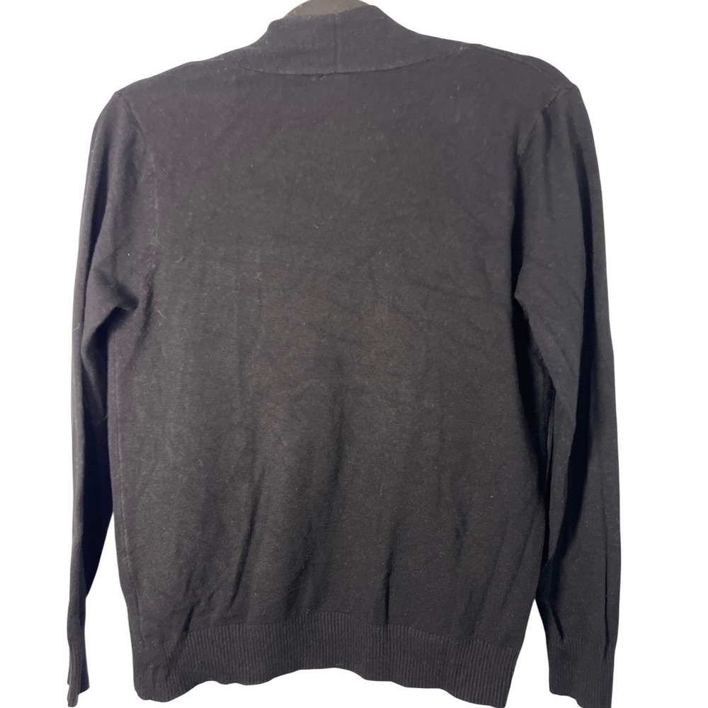 AAeda Women's Black Waterfall Sweater Cardigan with Boho‎ Flower Detail Medium - Picture 5 of 5